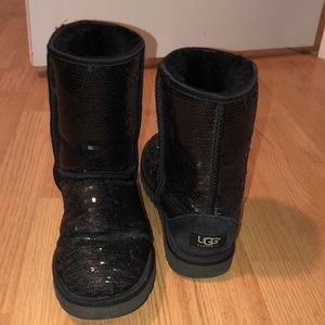 Short black sequin UGGs